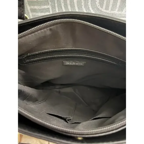 Bueno Red Plaid Tote Bag Faux leather Trim Shoulder Bag Large Zip Top - Picture 5 of 5